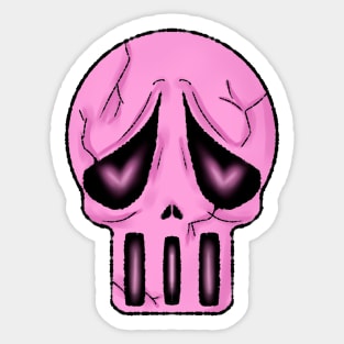 Pink Sad Skull with Hearts in Eyes. Skull in Love. Halloween Skull. Sticker